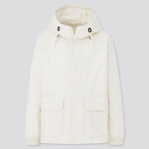 Uniqlo White Hooded Jacket Oversized Unisex S (Fits M) Light Cotton